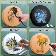 25 Round Thickened Hard Card Paper Light Brown 200g/m² Painting Sketch