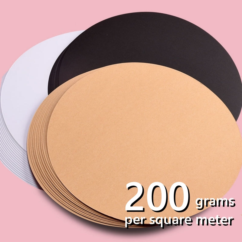 25 Round Thickened Hard Card Paper Light Brown 200g/m² Painting Sketch