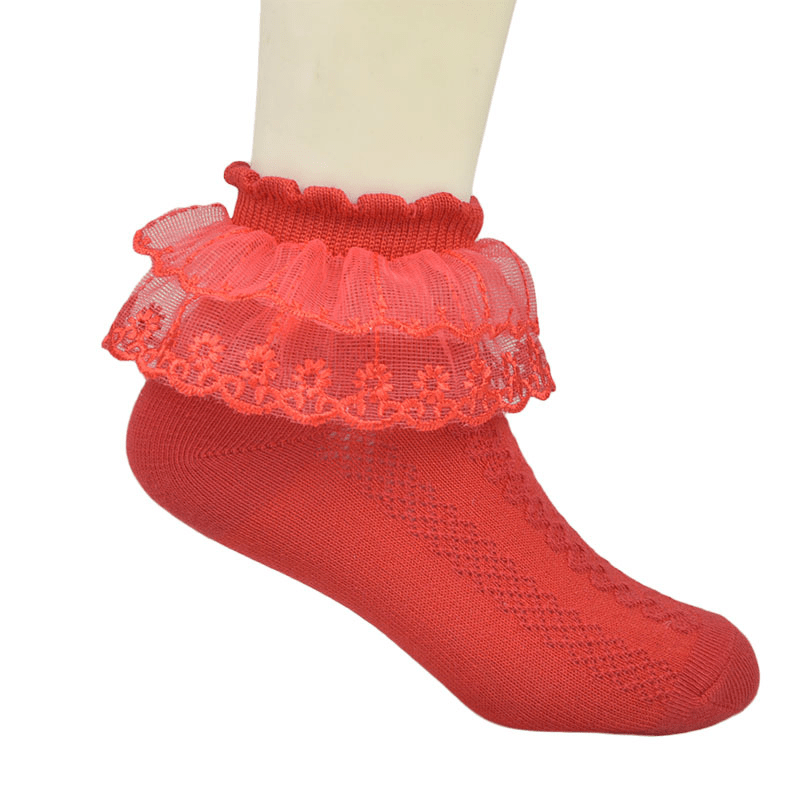 5 Pairs Girls Lace Ruffled Princess Socks Mesh Breathable Dance Socks
