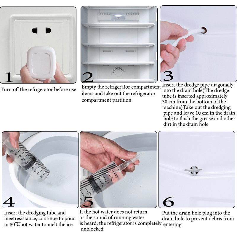 5pcs Refrigerator Drain Clean Brush Dredge Tool