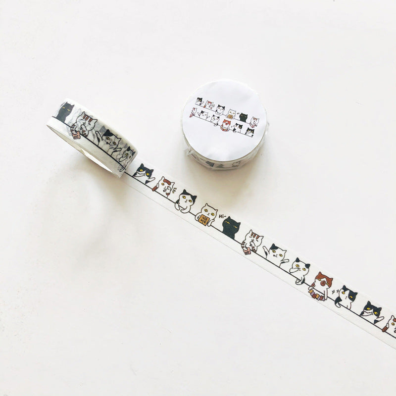 Creative Cat & Paper Tape Decorative Tape Girl Collage Basic Journal