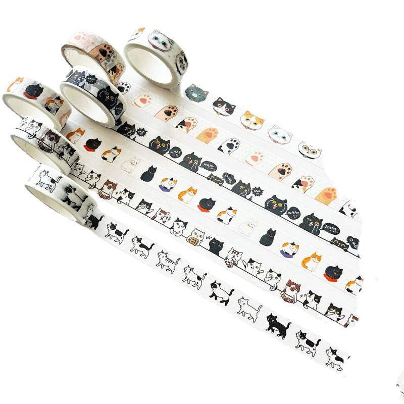 Creative Cat & Paper Tape Decorative Tape Girl Collage Basic Journal