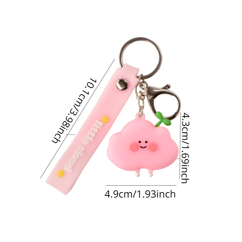 Cartoon Rubber Doll Grass Cloud Key Chain Bag Pendant for Students