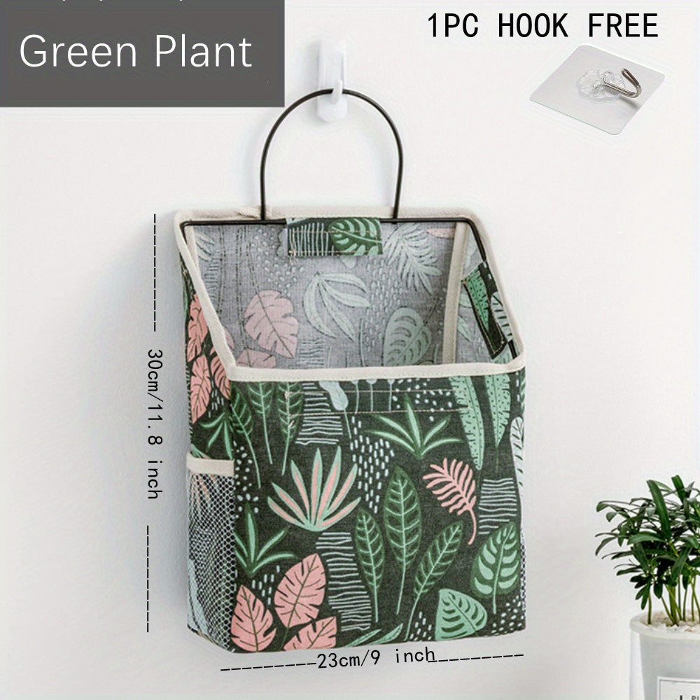 Wall Mounted Tabletop Storage Bag with Hooks & Mobile Phone Holder