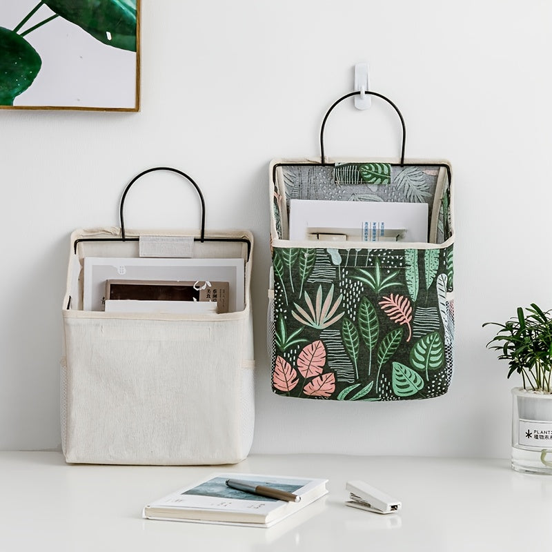 Wall Mounted Tabletop Storage Bag with Hooks & Mobile Phone Holder