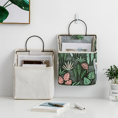 Wall Mounted Tabletop Storage Bag with Hooks & Mobile Phone Holder