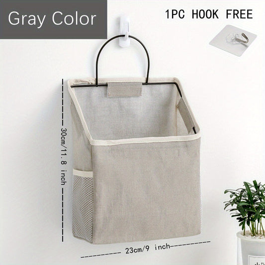 Wall Mounted Tabletop Storage Bag with Hooks & Mobile Phone Holder