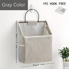 Wall Mounted Tabletop Storage Bag with Hooks & Mobile Phone Holder