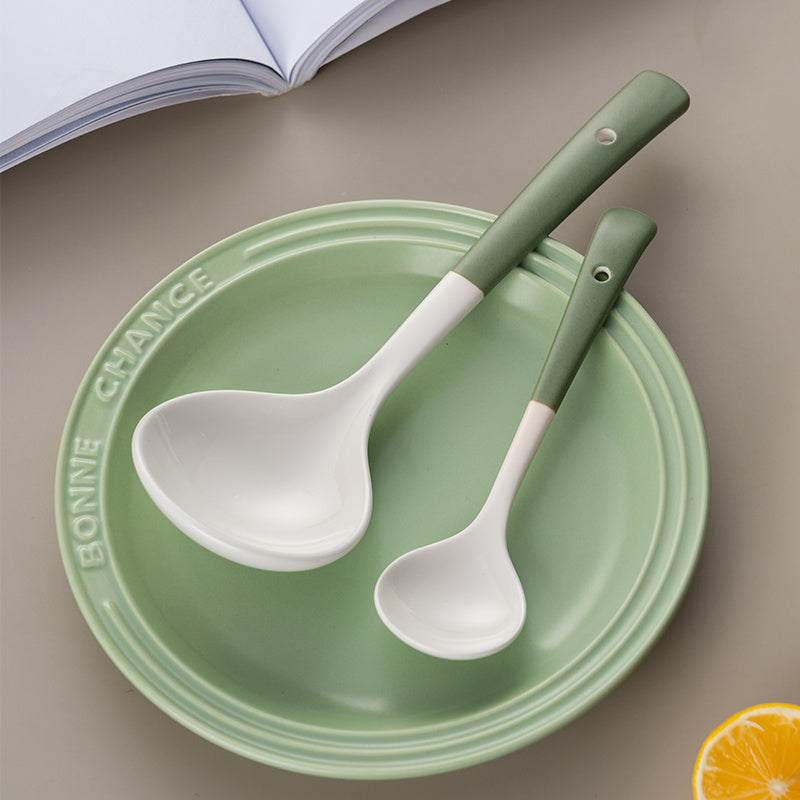 Ceramic Spoon Long Handle Rice Porcelain Coffee Spoon