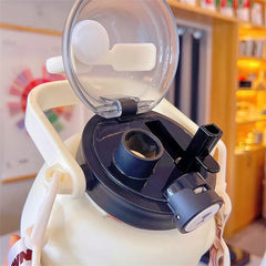 Portable Plastic Water Mug Double Drinking Water Bottle With Straw