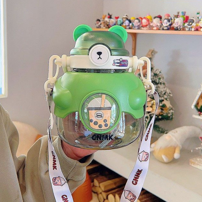 Portable Plastic Water Mug Double Drinking Water Bottle With Straw
