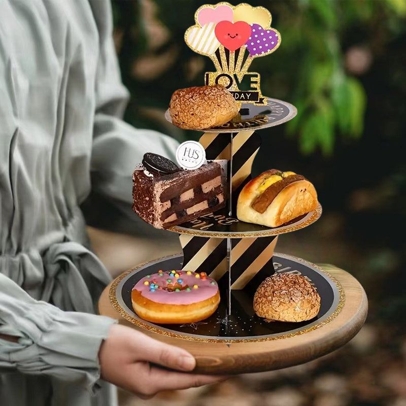 3 Tier Cake Stand Dessert Display Birthday Cupcake Party Decorations