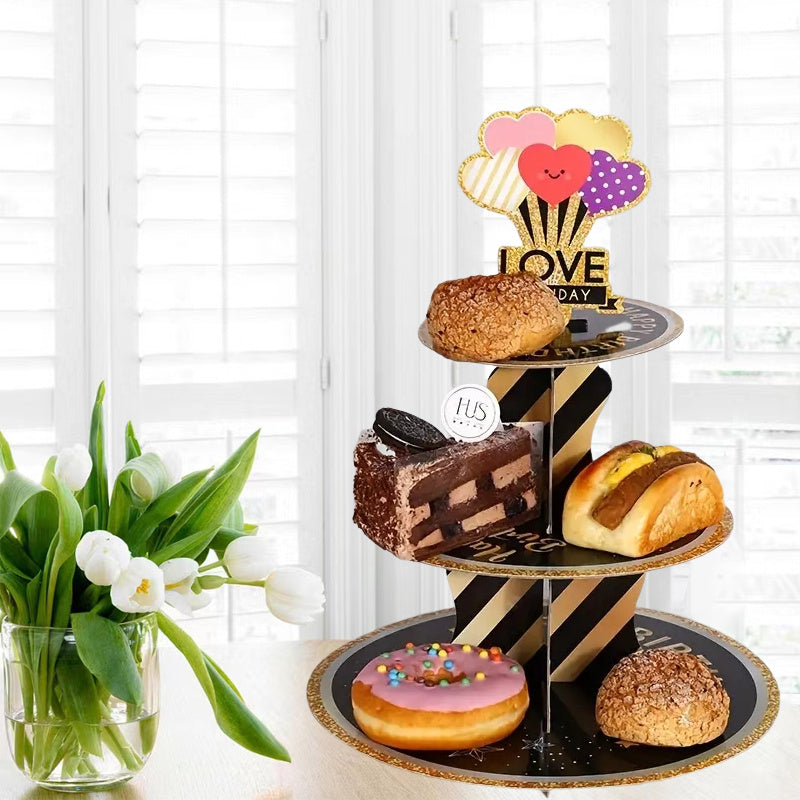 3 Tier Cake Stand Dessert Display Birthday Cupcake Party Decorations