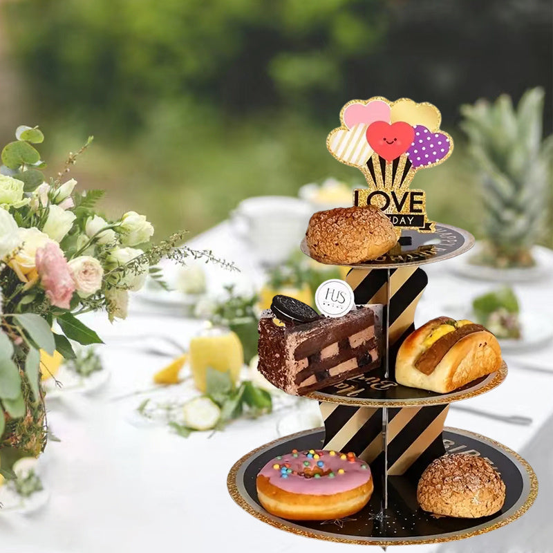 3 Tier Cake Stand Dessert Display Birthday Cupcake Party Decorations