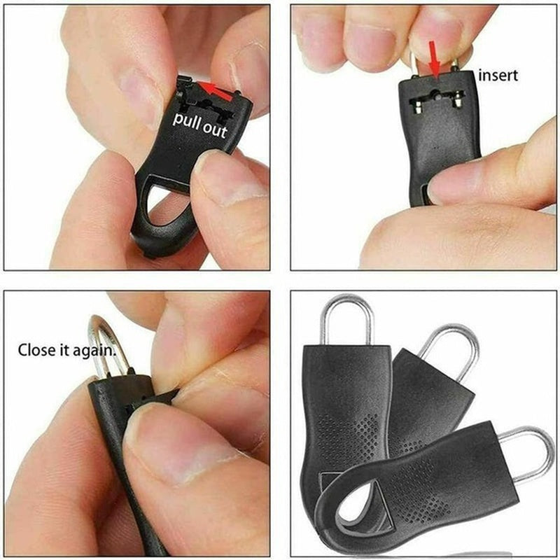 12pcs Detachable Zipper Pull Alloy Rubber Zipper Pull Clothing Accessories
