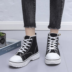 Women's Platform Canvas High Top Shoes Comfortable Plush Lined