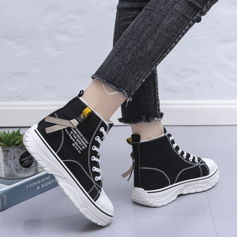 Women's Platform Canvas High Top Shoes Comfortable Plush Lined