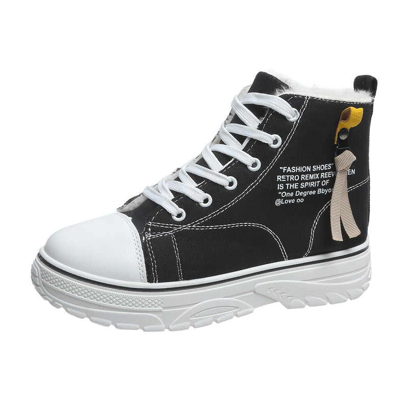Women's Platform Canvas High Top Shoes Comfortable Plush Lined