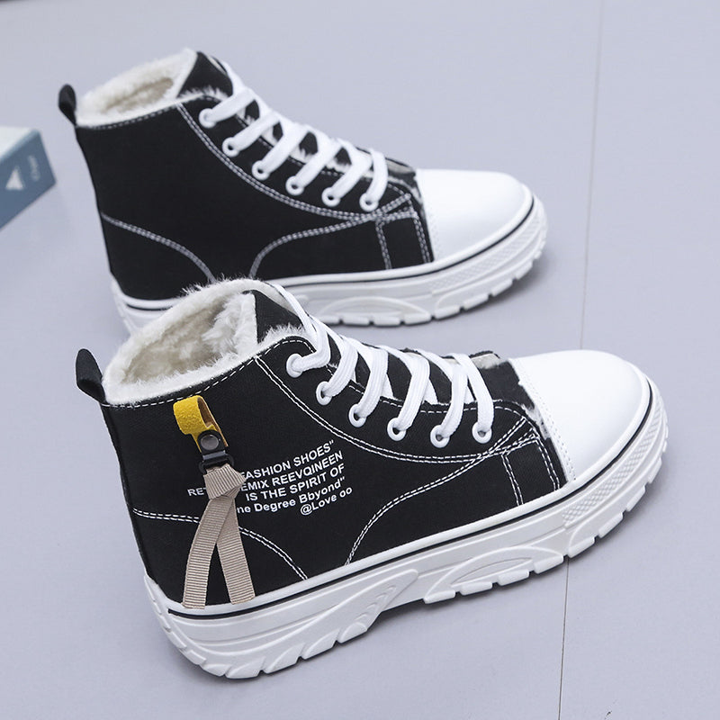 Women's Platform Canvas High Top Shoes Comfortable Plush Lined