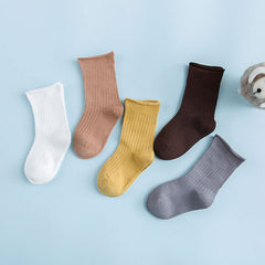 10pairs Kids Casual Plain Socks Comfy Crew Socks For 0-10yrs