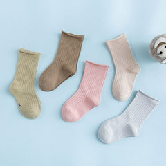 10pairs Kids Casual Plain Socks Comfy Crew Socks For 0-10yrs