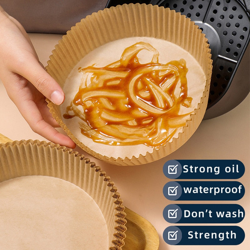 50pcs Disposable Air Fryer Liner Absorbent Paper Baking Accessory