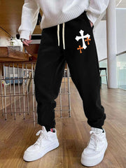 Men's Cross Print Sweatpants Casual Loose Joggers