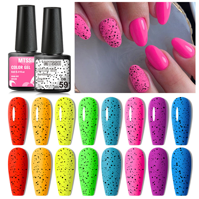 8 Colors Summer Hot Pink Bright Yellow Gel Nail Polish Set