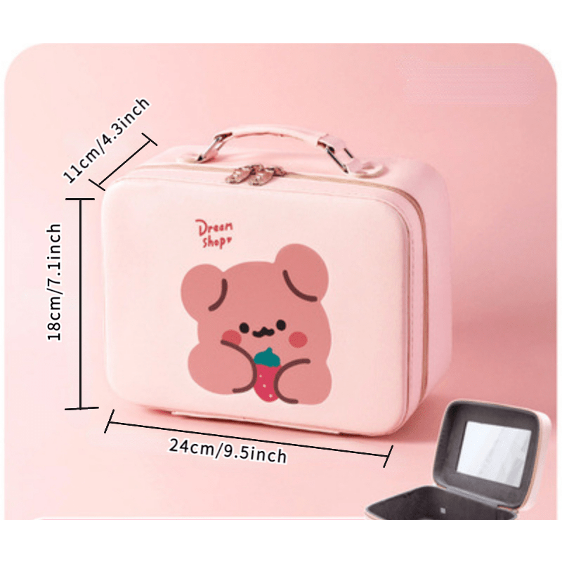Cartoon Bear Makeup Train Case Cosmetic Storage Organizer Travel Bag