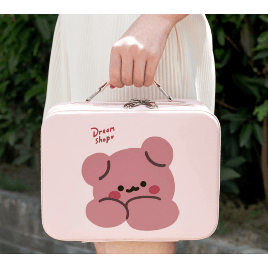 Cartoon Bear Makeup Train Case Cosmetic Storage Organizer Travel Bag