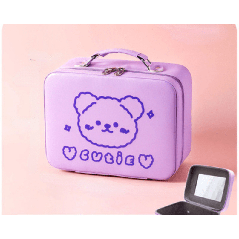 Cartoon Bear Makeup Train Case Cosmetic Storage Organizer Travel Bag