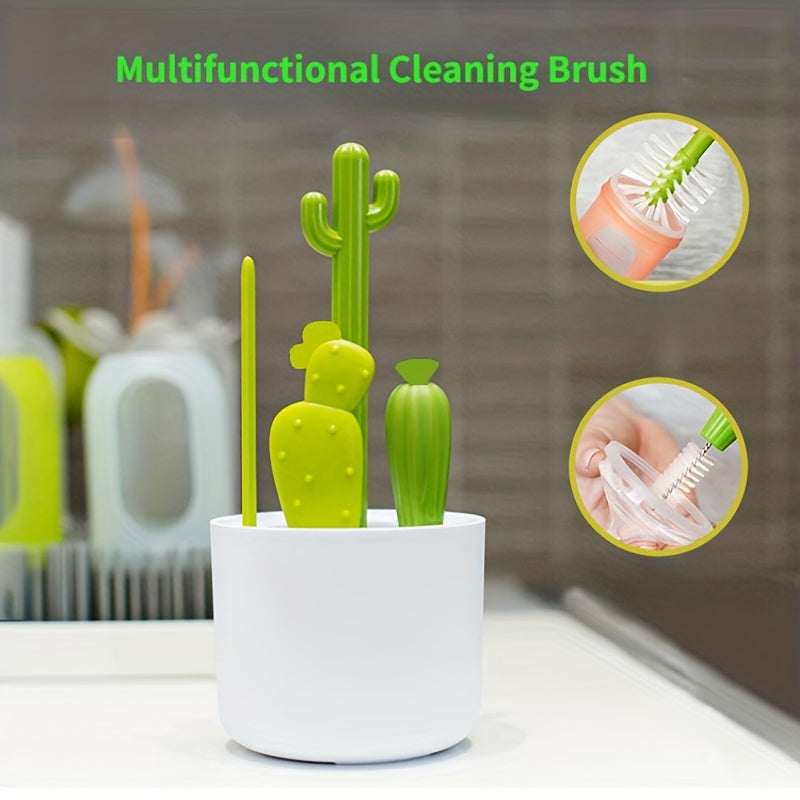 4pcs Cactus Cleaning Brush Set Cup Straw Baby Bottle Pacifier Brush