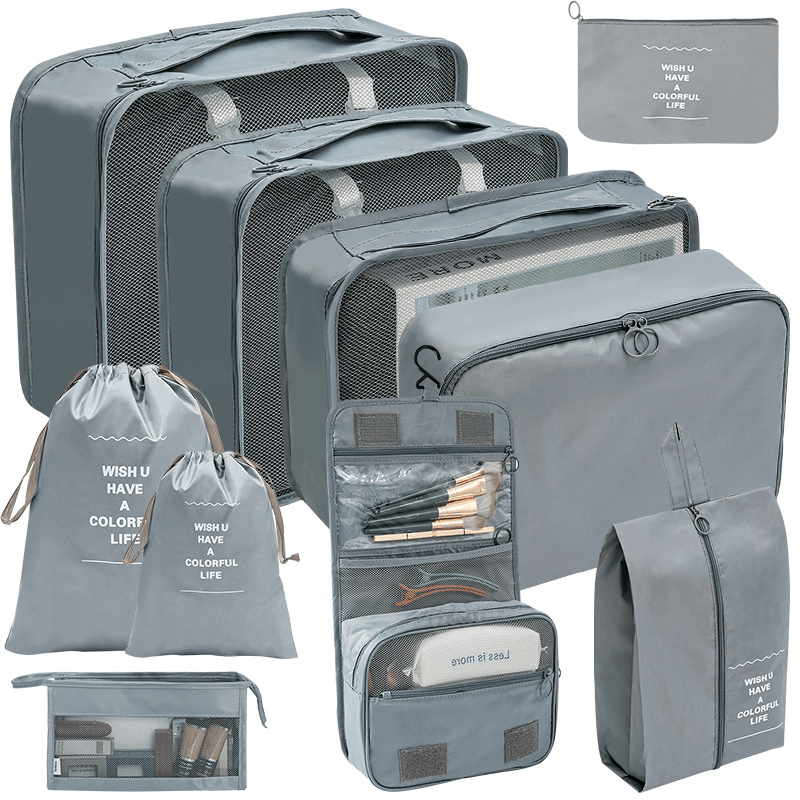 11 Pcs Travel Luggage Bag Set Solid Packaging Cubes Dustproof Storage Bags