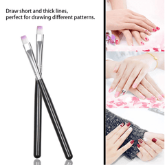 3PCS Nail Art Brush Set Drawing Pen Short Thick Lines Flat Head Phototherapy