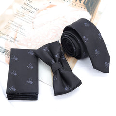 3pcs Skeleton Pattern Bow Tie Necktie Set for Party Wedding