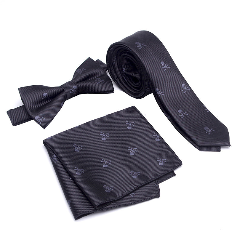 3pcs Skeleton Pattern Bow Tie Necktie Set for Party Wedding