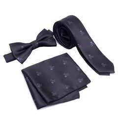 3pcs Skeleton Pattern Bow Tie Necktie Set for Party Wedding