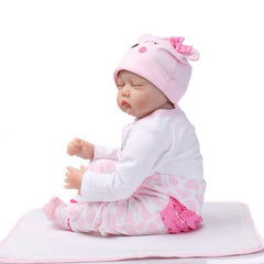 22" Sleeping Reborn Baby Doll Silicone Newborn Girls Bedtime Toys Girls Gift