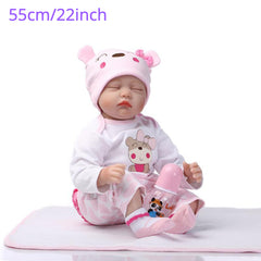 22" Sleeping Reborn Baby Doll Silicone Newborn Girls Bedtime Toys Girls Gift