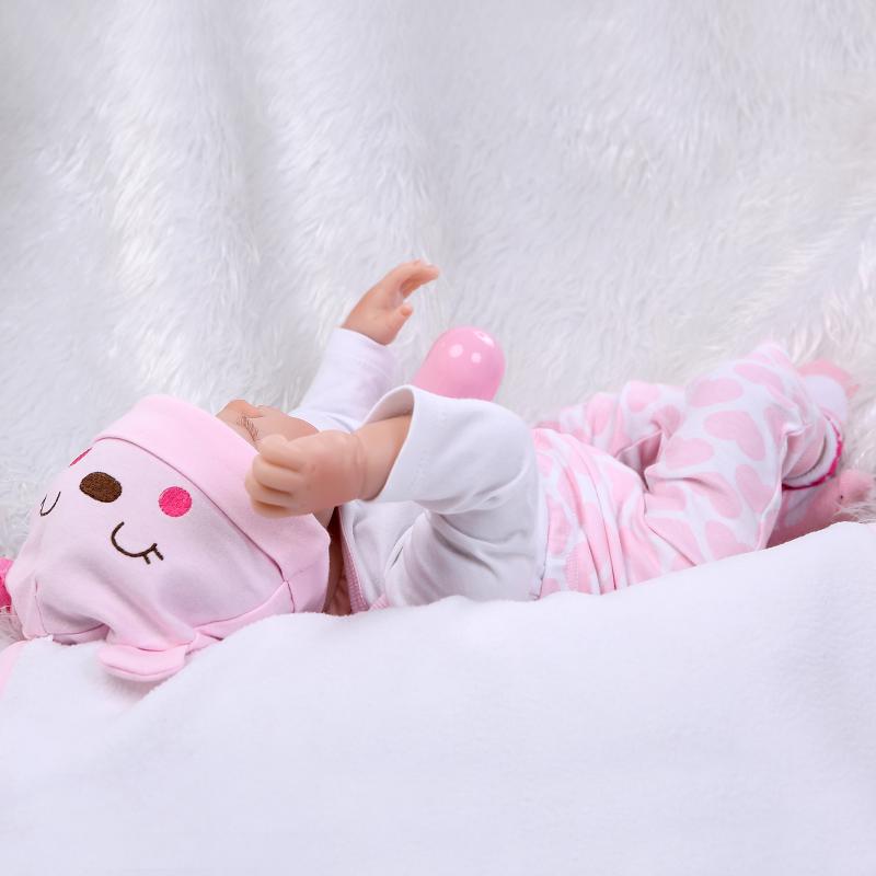 22" Sleeping Reborn Baby Doll Silicone Newborn Girls Bedtime Toys Girls Gift
