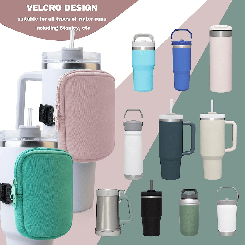 Portable Water Bottle Bag Mini Solid Square Card Case Zipper Travel Accessories