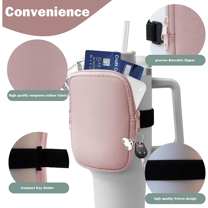 Portable Water Bottle Bag Mini Solid Square Card Case Zipper Travel Accessories