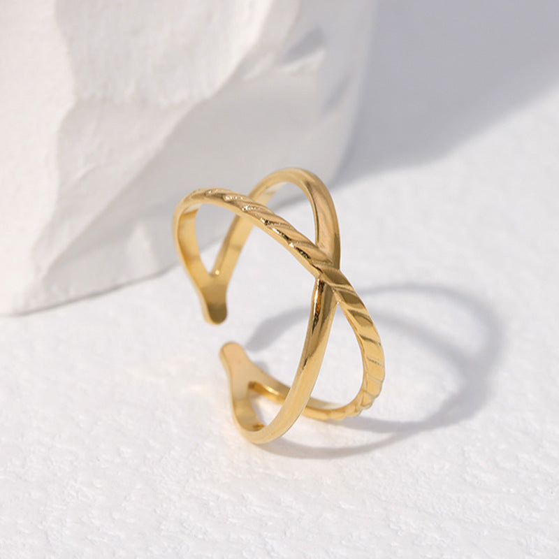 Stainless Steel Cross Adjustable Cuff Ring