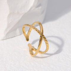 Stainless Steel Cross Adjustable Cuff Ring