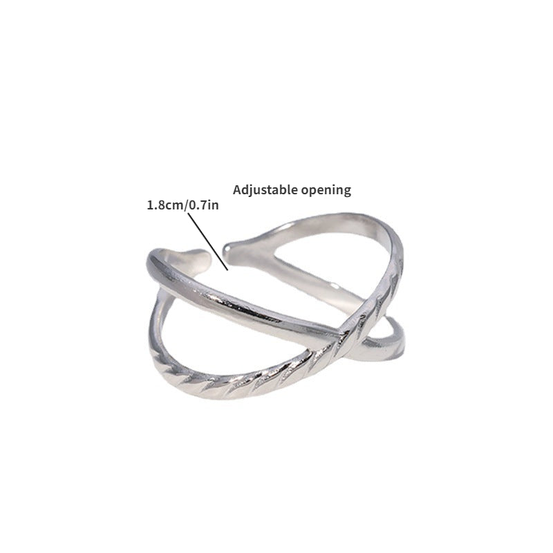 Stainless Steel Cross Adjustable Cuff Ring