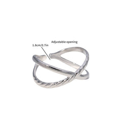 Stainless Steel Cross Adjustable Cuff Ring