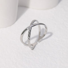 Stainless Steel Cross Adjustable Cuff Ring