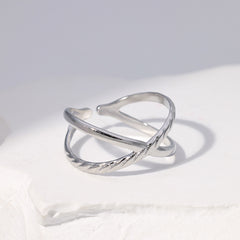 Stainless Steel Cross Adjustable Cuff Ring