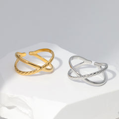Stainless Steel Cross Adjustable Cuff Ring