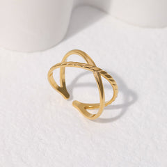 Stainless Steel Cross Adjustable Cuff Ring